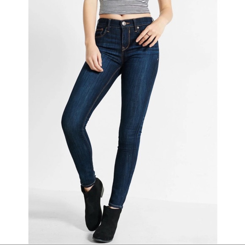 Express Size 8R Midrise legging jeans dark wash